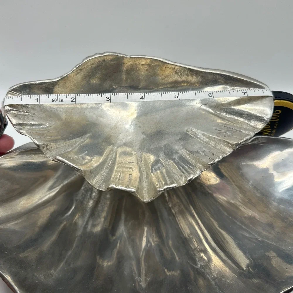 Arthur Court 1988 Vintage Aluminum Double Clam Shell Tiered Serving Bowl Silver